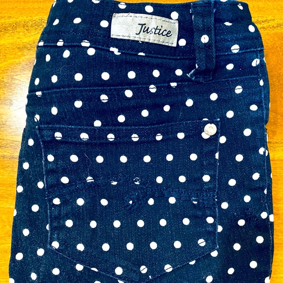 Justice Premium Skinny Blue & White Polkadot Jeans - Picture 1 of 4